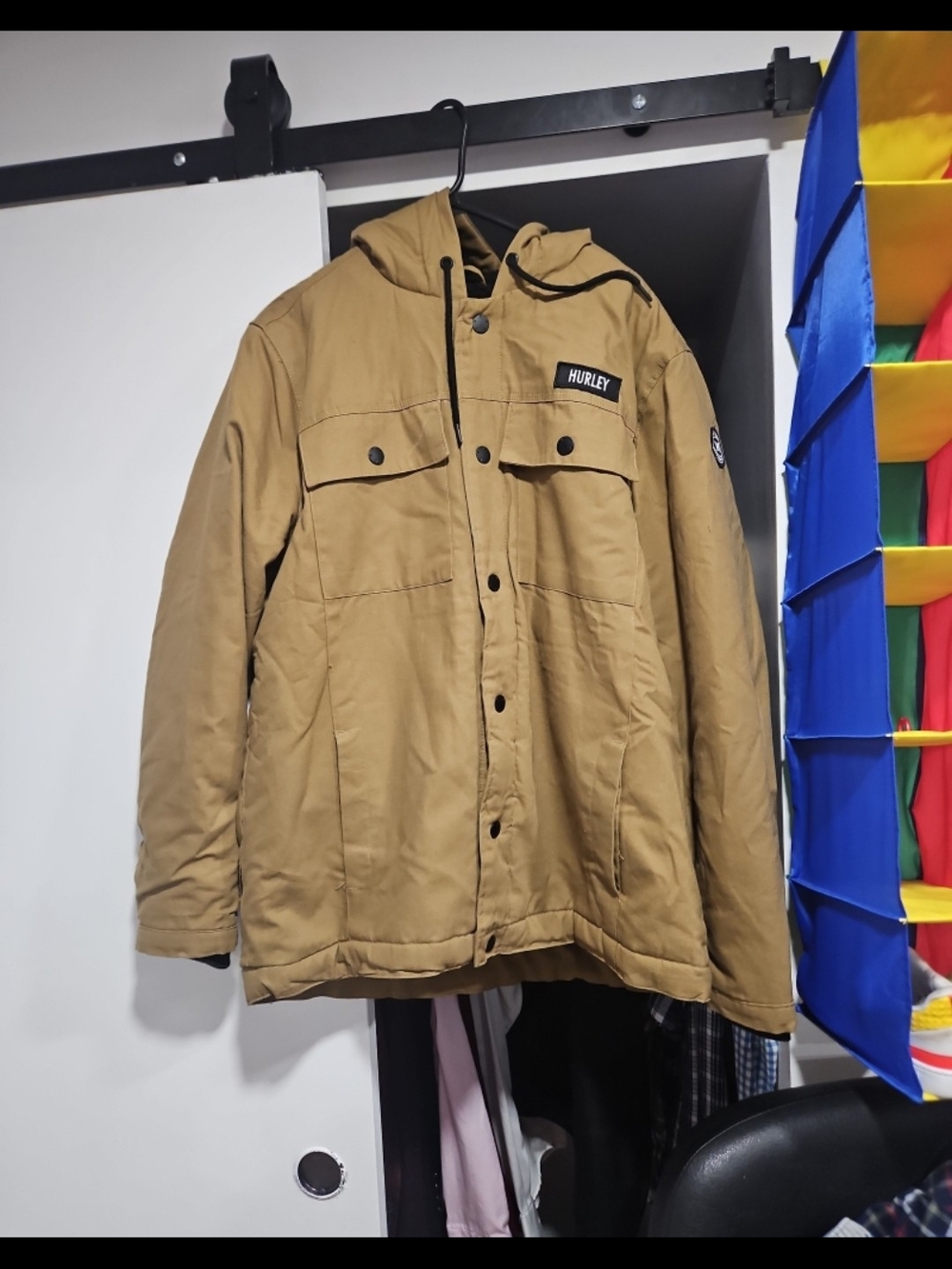 Hurley Men's Tan Hooded Winter Jacket